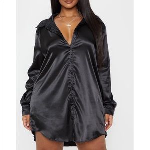 Satin Button Shirt Dress